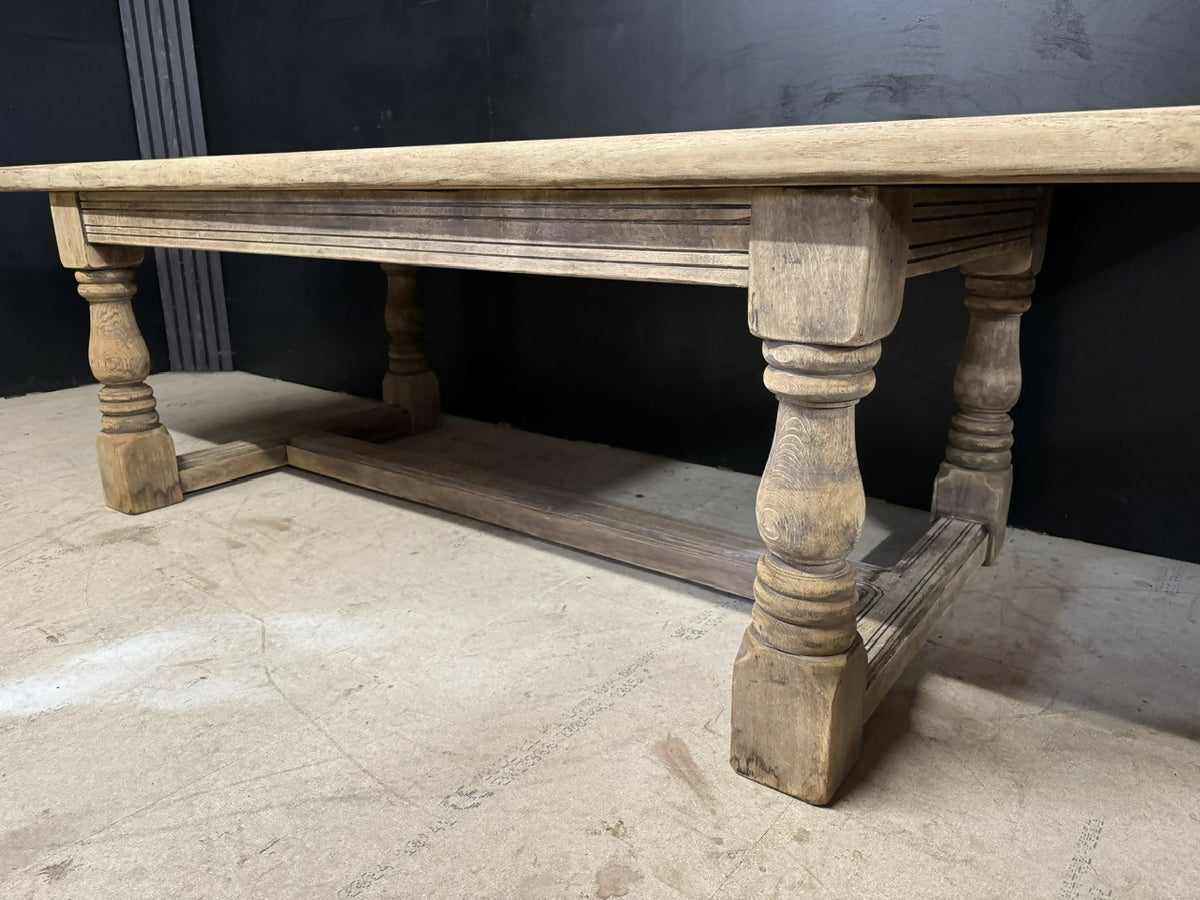 Rare Deep Large Oak Farmhouse Dining Table