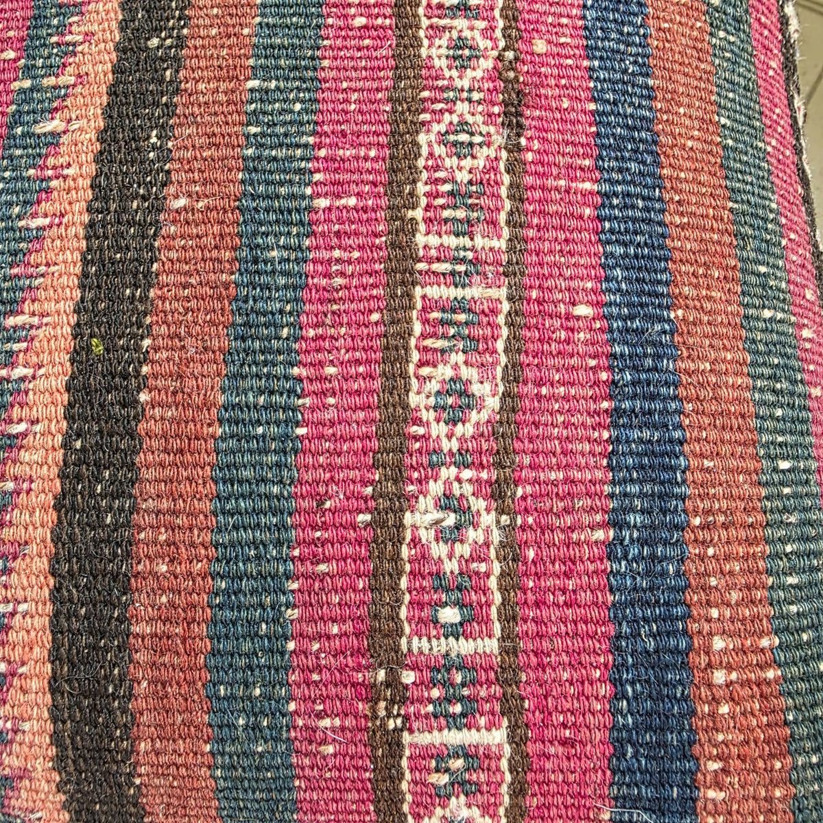 Kelim Covered Footstool. Genuine Vintage Kelim Rug. All Wool, Hand Knotted. Fully Restored and Upcycled Piece.