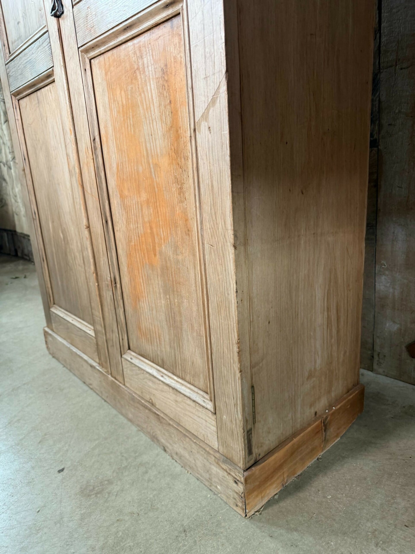 Antique Early Victorian Pine Narrow Hall Housekeeper Cloak Storage Cupboard, c 1830