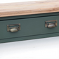 Solid oak green console table rustic hallway table with drawers and shelf