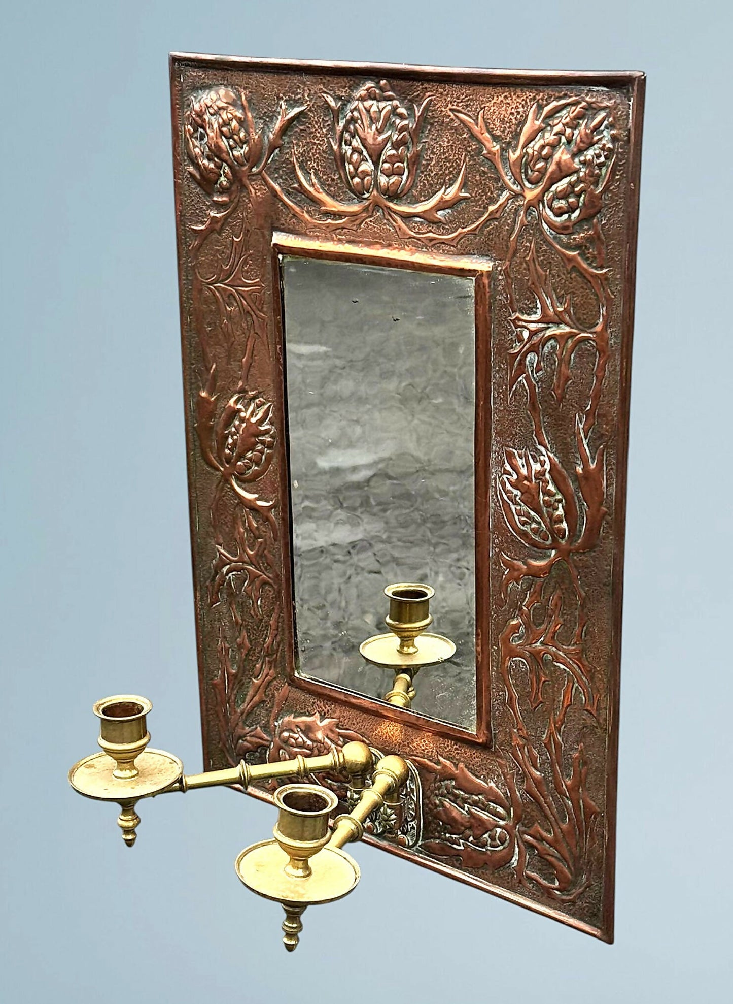 Art Nouveau Copper and Brass Mirror