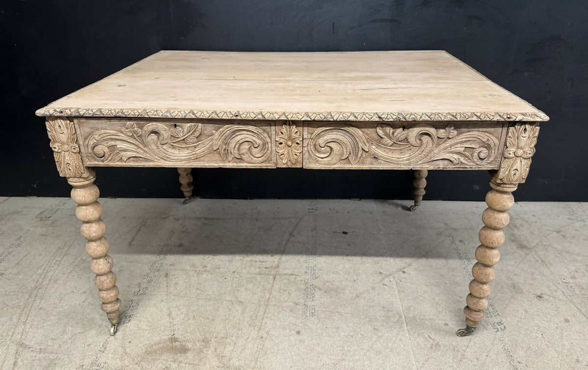 French Carved Oak Writing Table