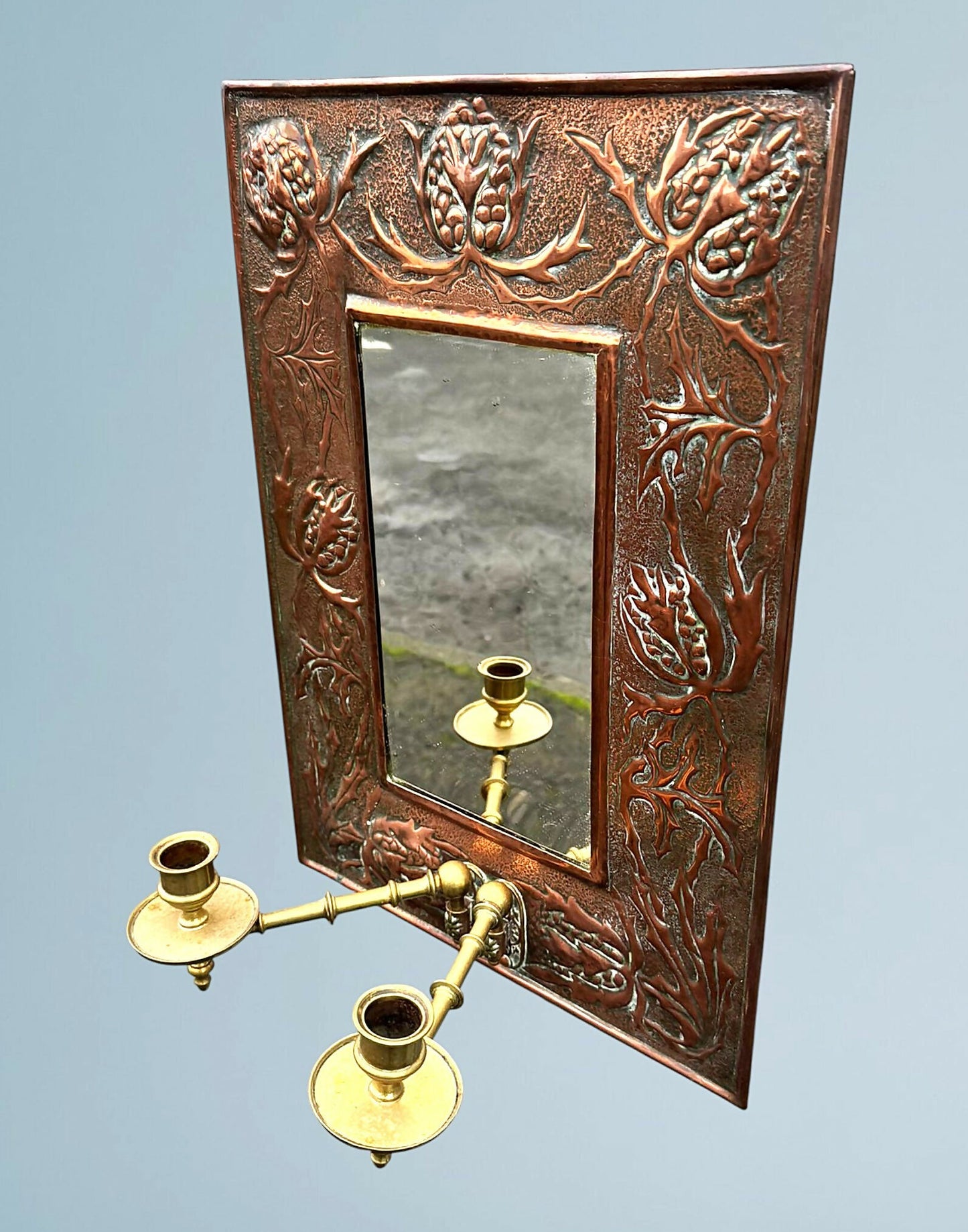 Art Nouveau Copper and Brass Mirror
