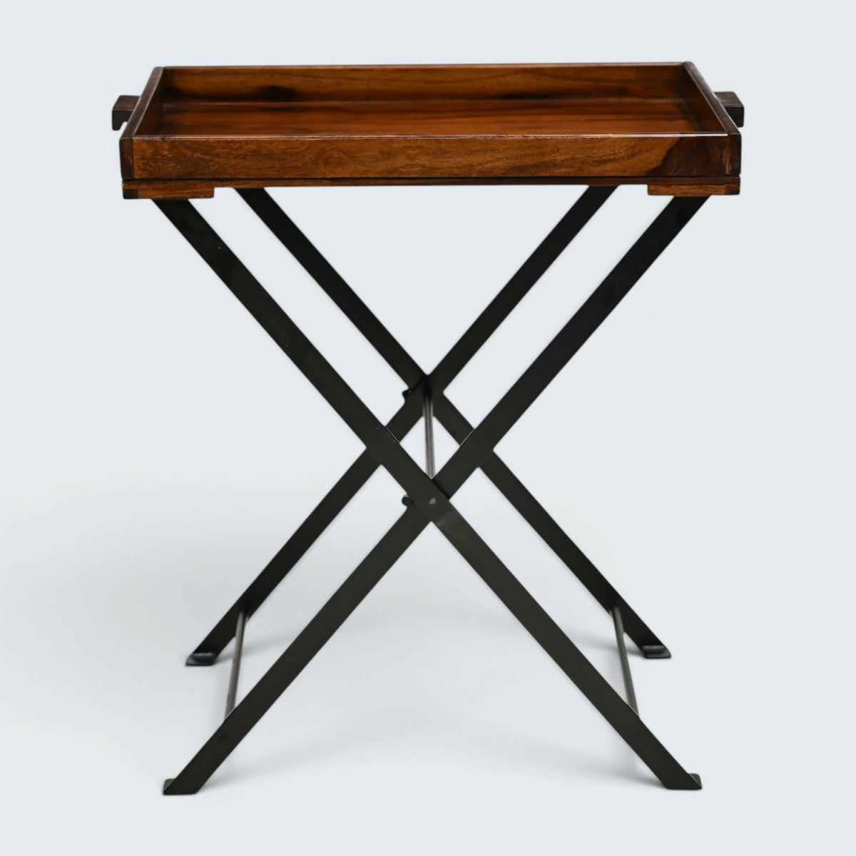 Mahogany Butlers Tray / Fold Away Side Table Iron Frame with FREE UK Delivery*