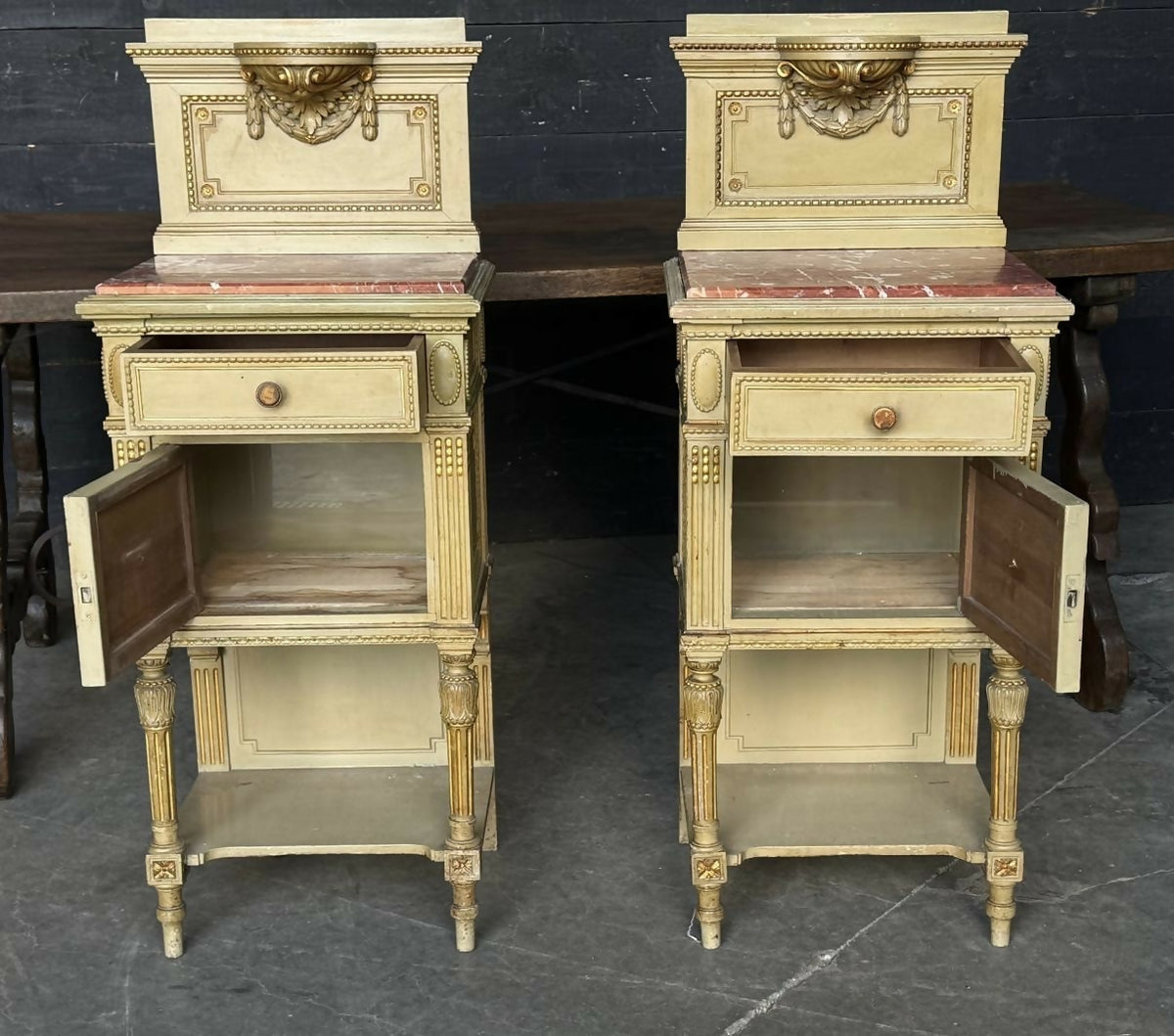 Wonderful Pair French Bedside Cabinets