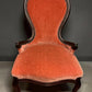 Antique Victorian Slipper Chair, Mahogany Frame, Rust Upholstery, Nursing Accent Furniture