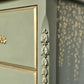 Vintage Louis Style Olympus Chest of Drawers | Upcycled in Sage Green & Gold