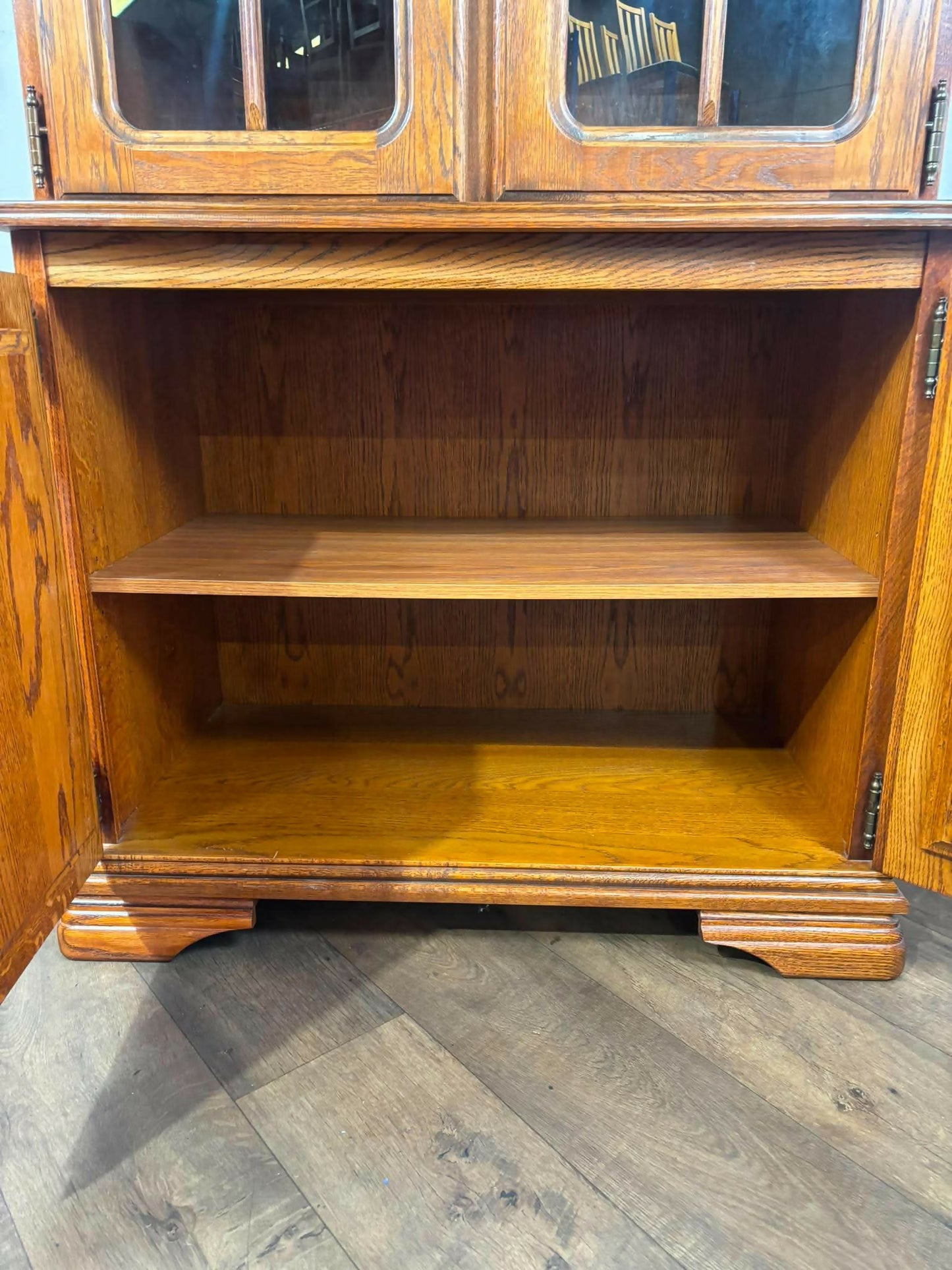 Modern Reproduction Glazed Oak Bookcase