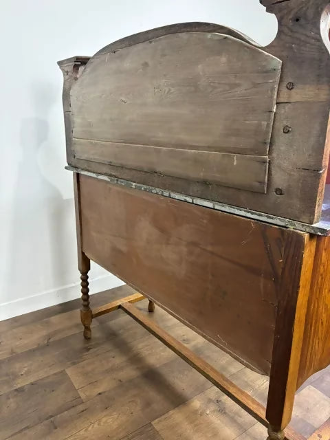 Edwardian Oak Marble Top Washstand