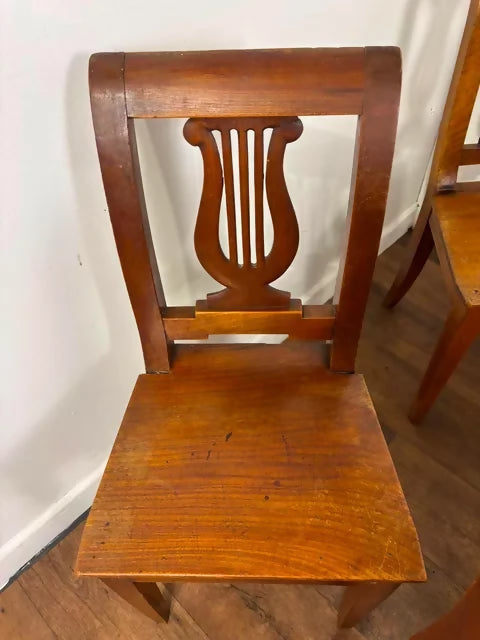 Antique Set of Five Mahogany Lyre Back Dining Chairs