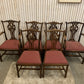 6 Mahogany Chippendale Style Dining Chairs with Red Upholstered drop-in seats.
