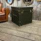 Luxury Leather Olive Green End Table Trunk