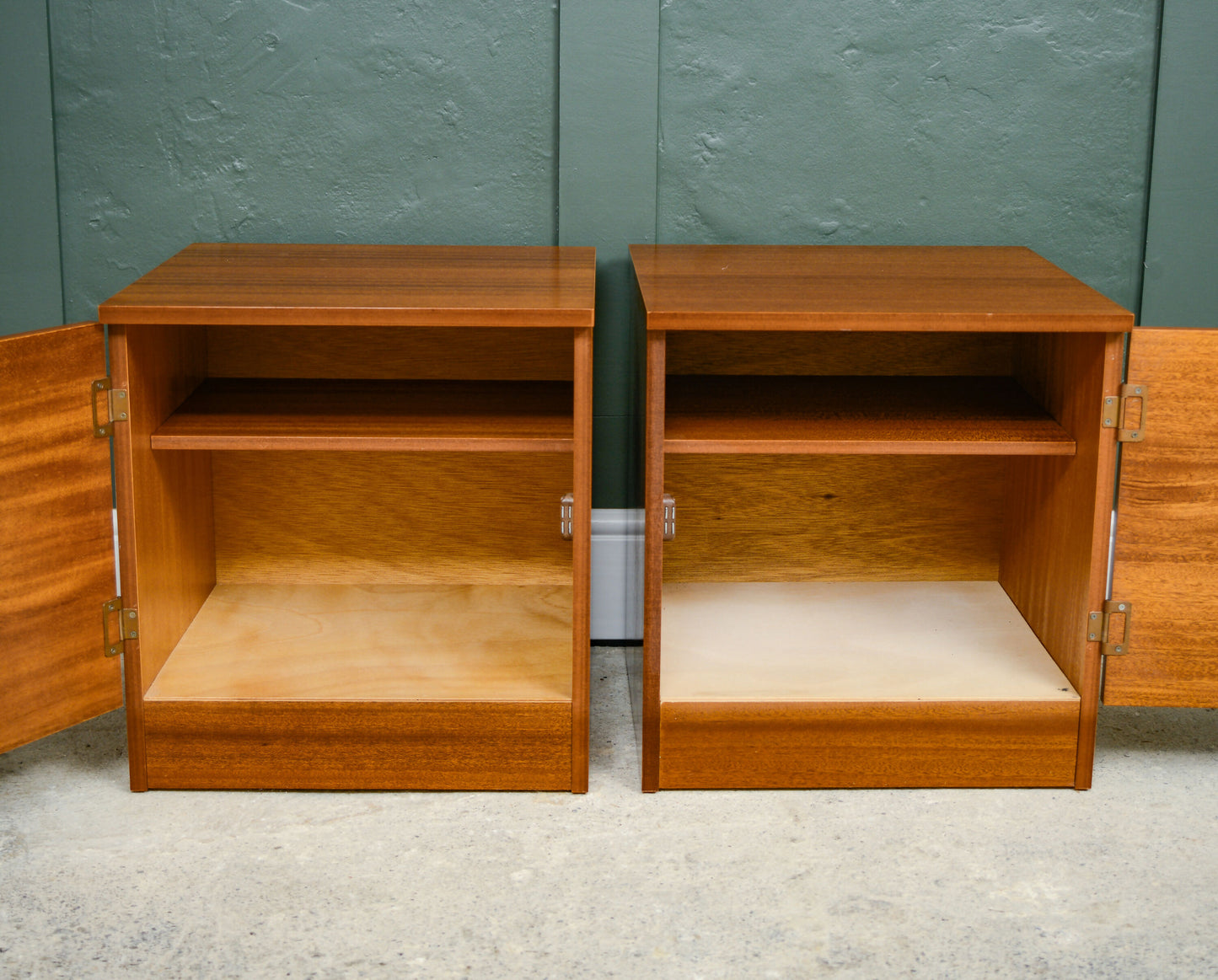 Pair Mid Century Teak Bedside Table - 1960s - Avalon
