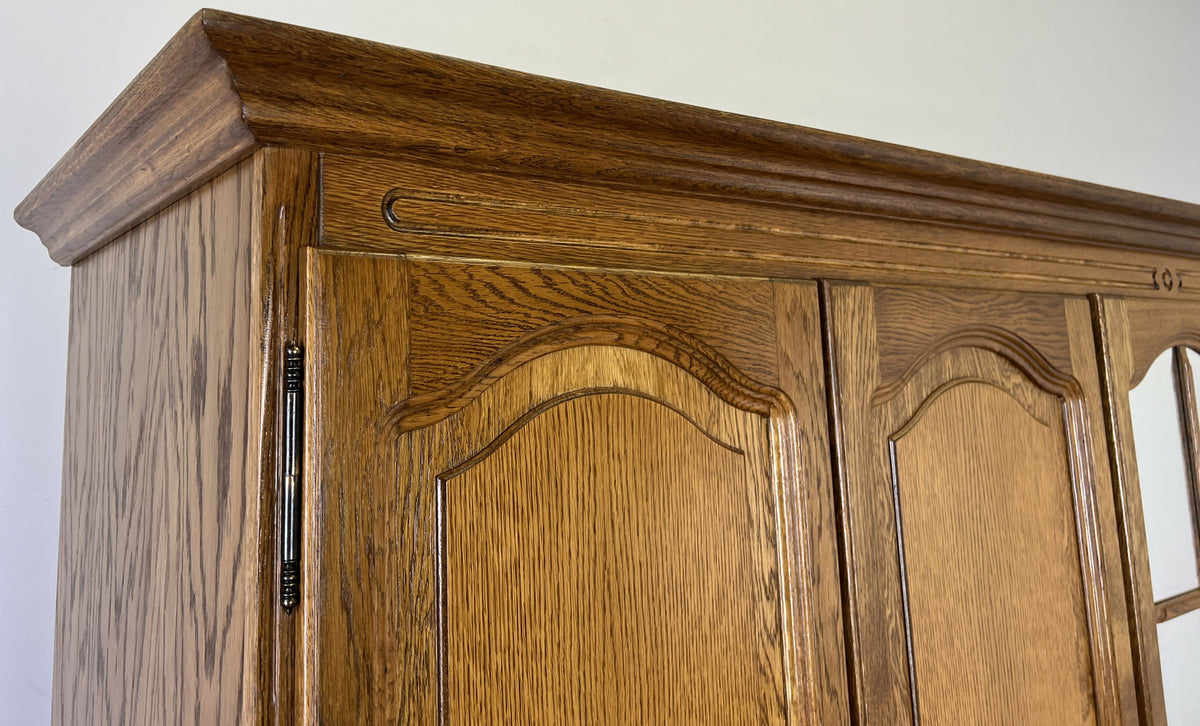 Wardrobe Vintage French Style Oak Five Door Mirrored Carved Armoire LOT 6517