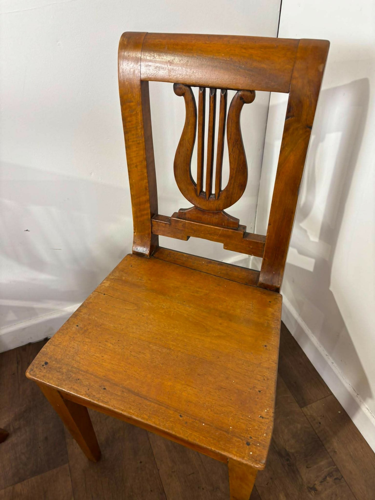 Antique Set of Five Mahogany Lyre Back Dining Chairs