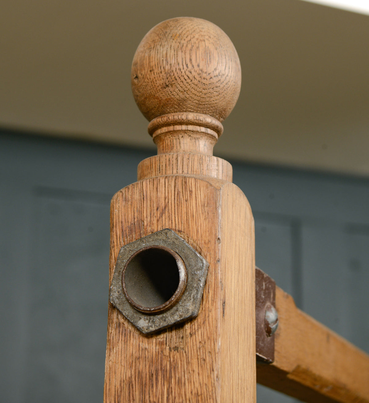 Antique Oak Shop/Cloakroom Clothes Hanging Rail - Coat Rack - Open Wardrobe