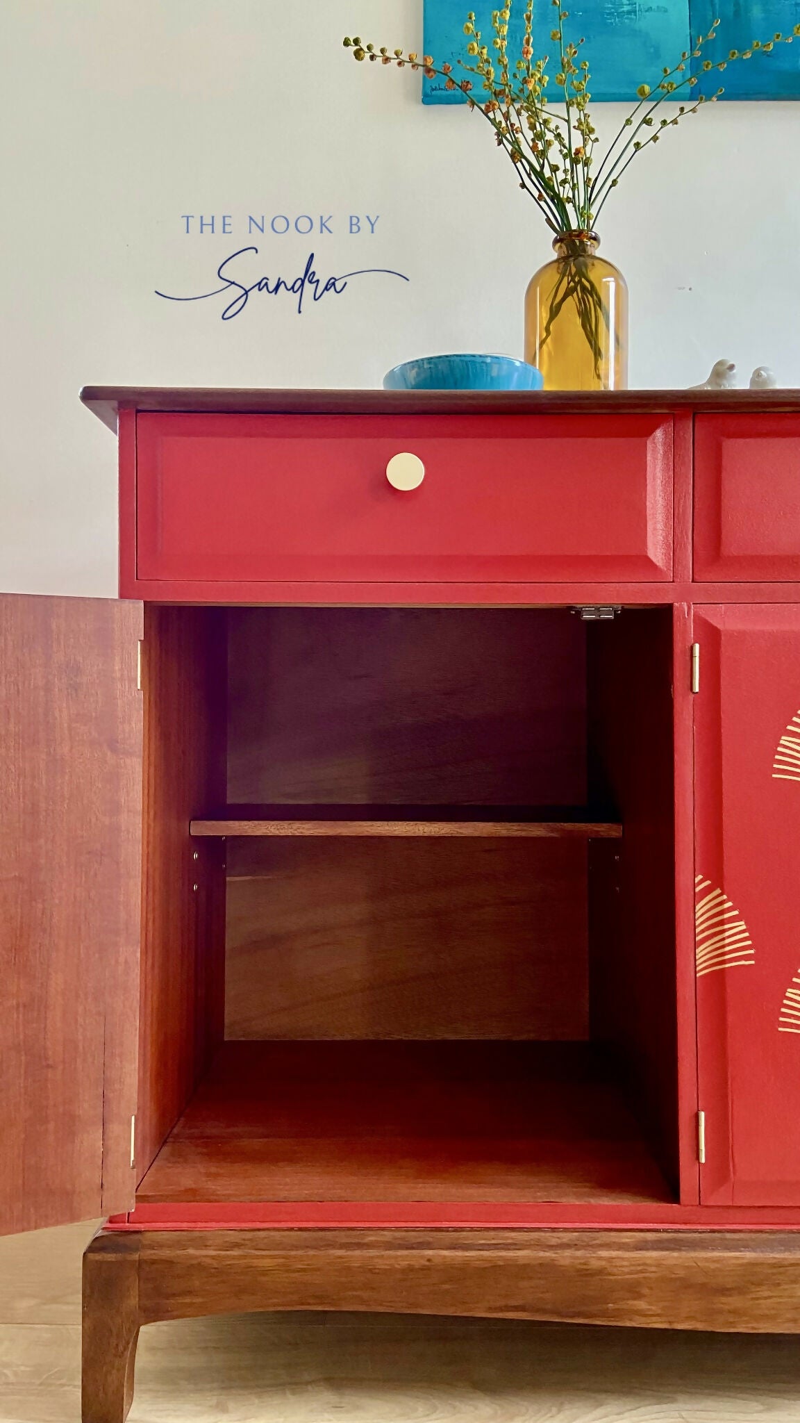 Midcentury Striking Stag Minstrel Mahogany Sideboard