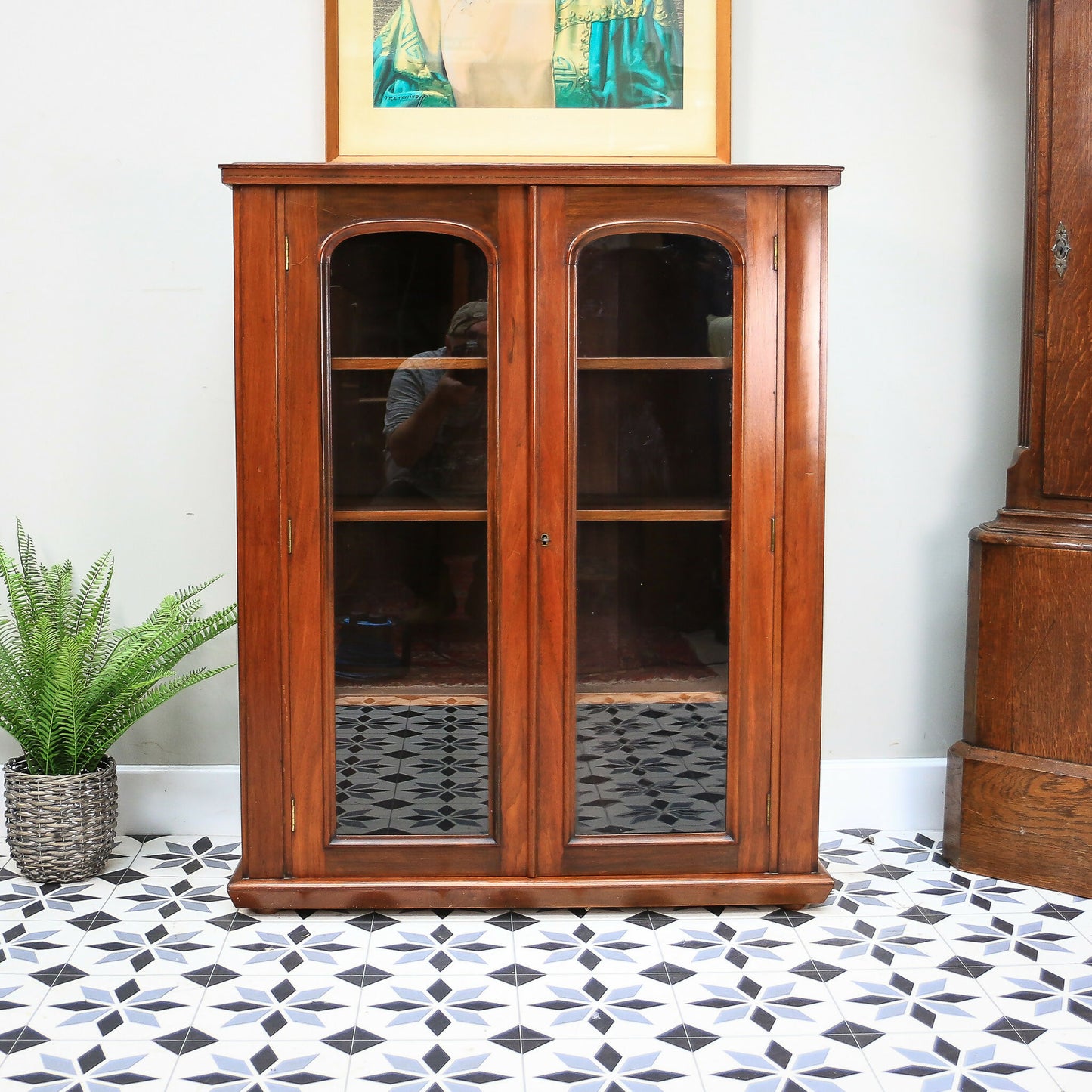 Antique Bookcase Victorian Glazed Bookcase Cabinet in Mahogany