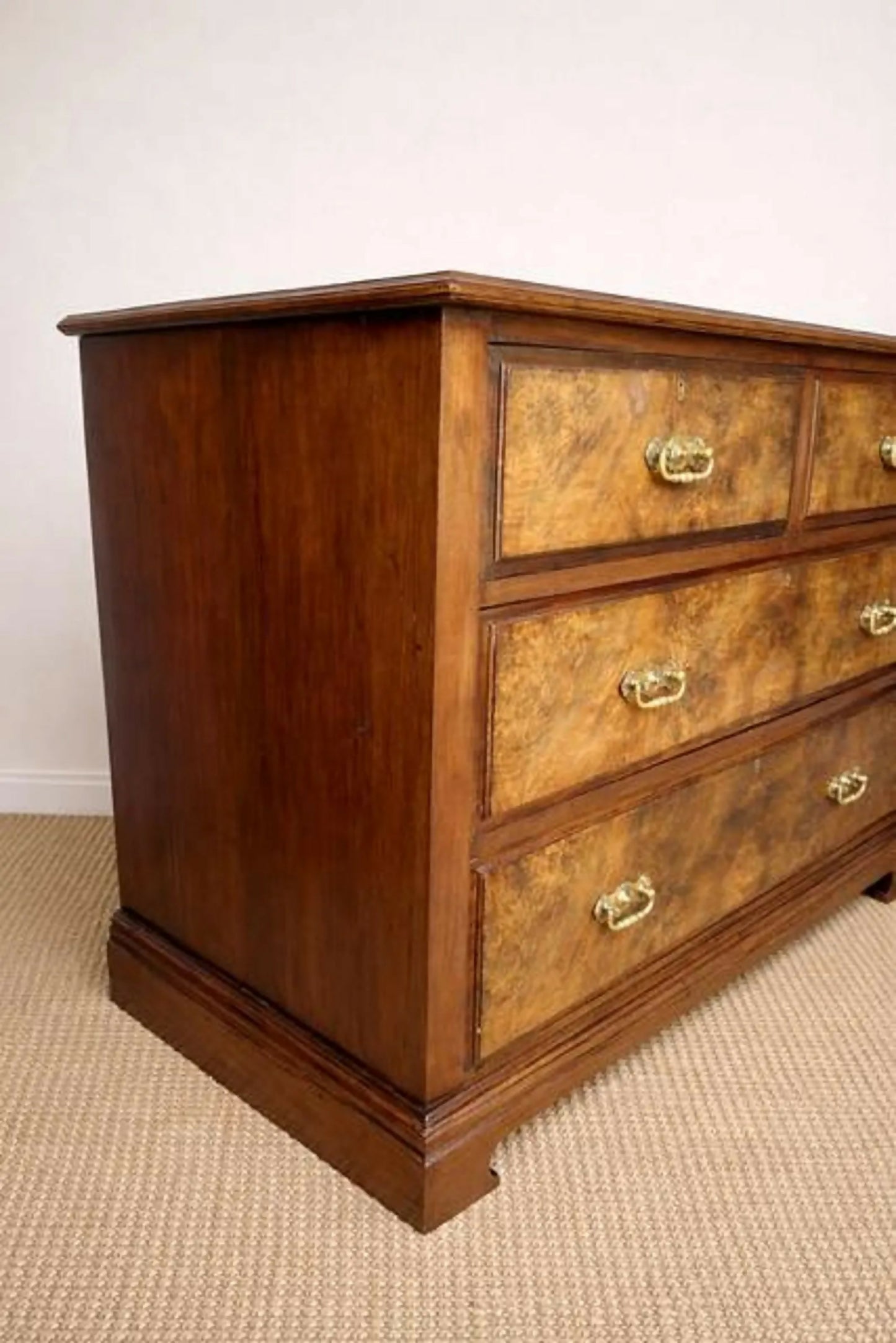 Vintage Georgian Burr Walnut Chest Of Drawers | Walnut Chest | English Country Furniture