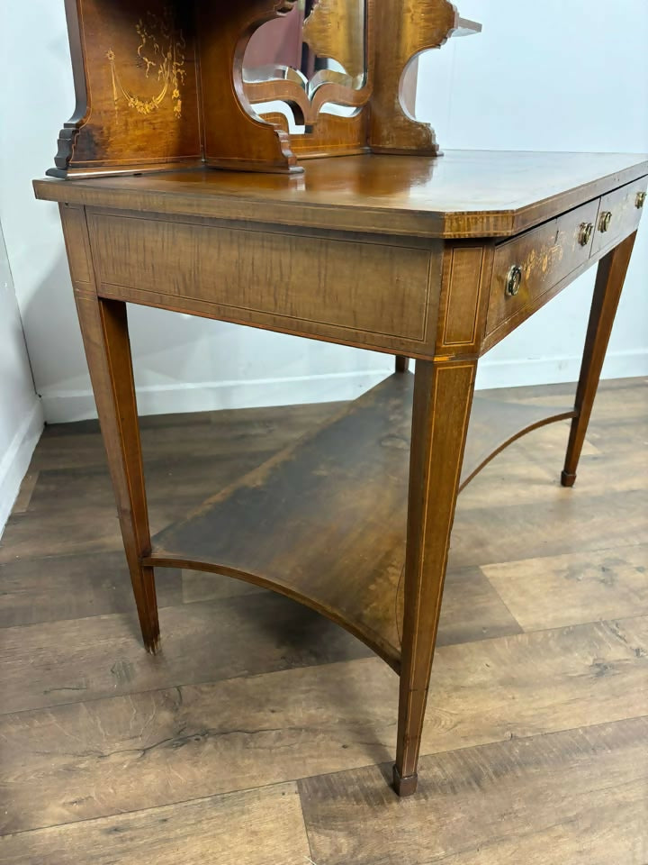 Edwardian Satinwood Inlaid Dressing Table With Swivel Mirror
