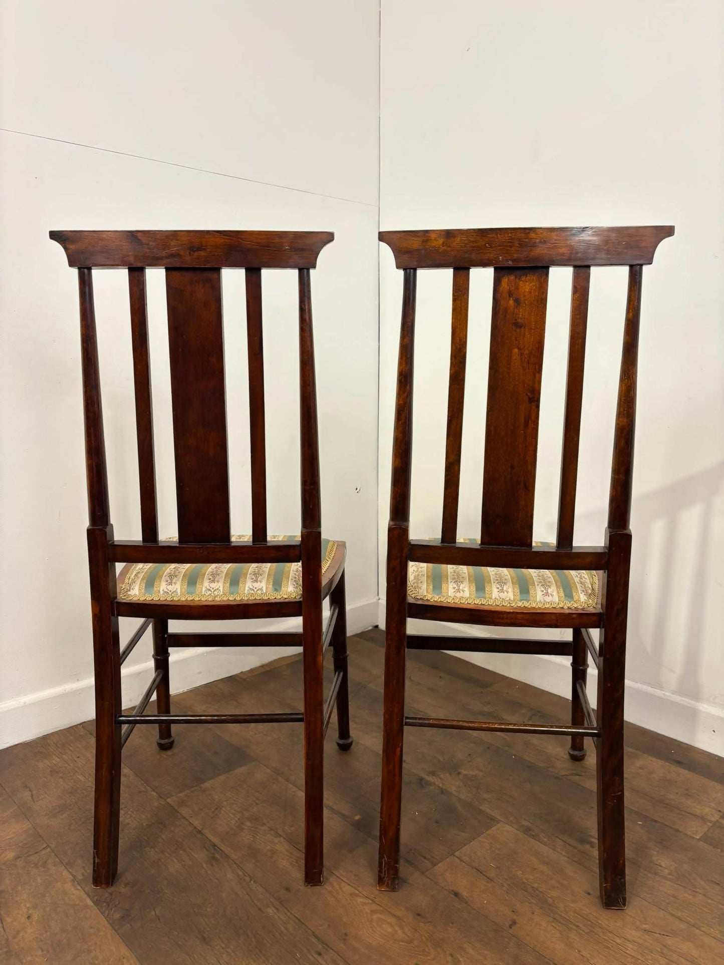 Pair of Edwardian Arts & Crafts Inlaid Mahogany Parlour Chairs