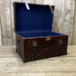 Genuine Bridle Leather Hand Dyed Belted Chestnut Brown Coffee Table Trunk