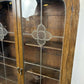 Art Deco Style Oak Leaded Glass Bookcase / Display Cabinet