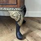 Solid walnut chinoisorie burr wood black gold bureau desk drawers