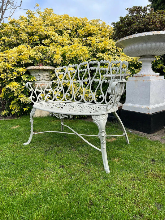 Cast Iron Love Seat Garden Bench in Pebble Grey