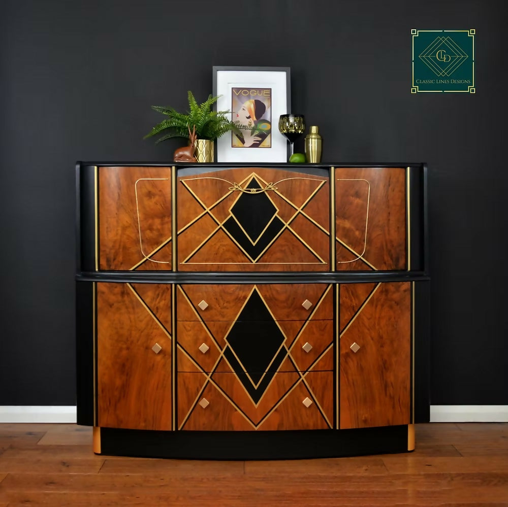 "The Washington", Art Deco Drinks Sideboard, BeautilityDrinks Cabinet, Cocktail