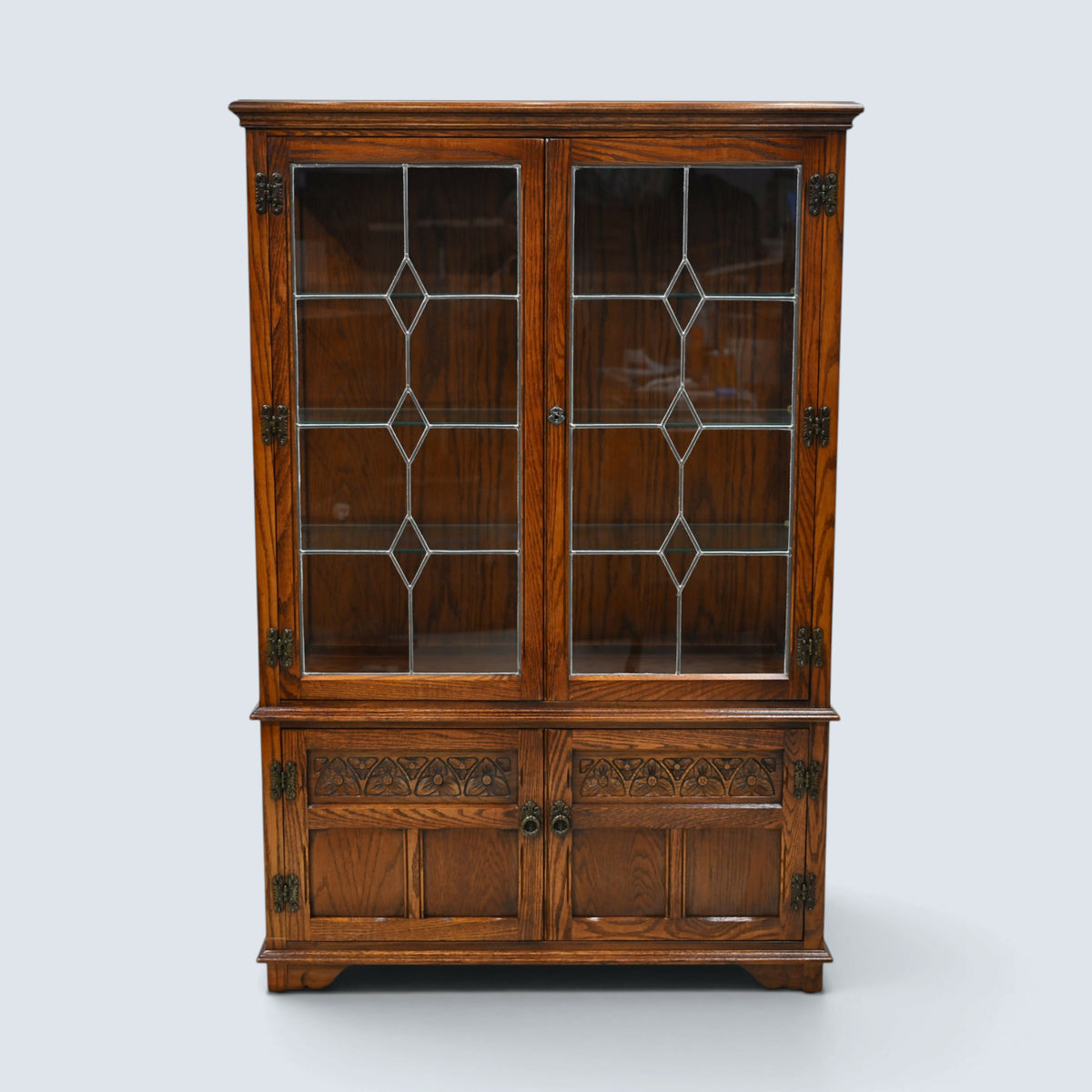 Old Charm Display Cabinet 3 Shelves Tudor Brown Finish #2155 FREE UK Delivery*