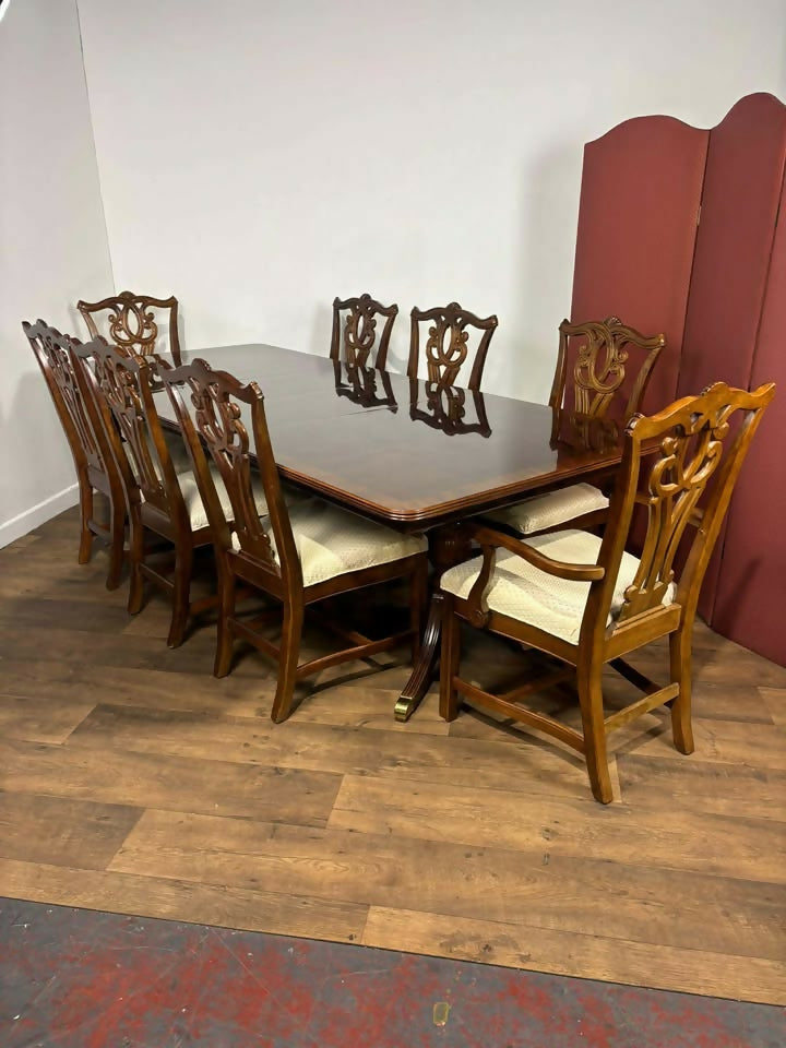 Reproduction Mahogany Twin Pedestal Dining Table Suite