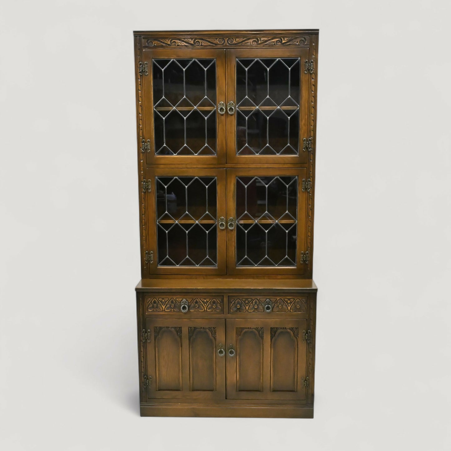 Old Charm Wall Unit Bookcase Display Cupboard Drawers Light Oak FREE UK Delivery. SBR10907/0509E