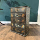 Vintage Oriental Style Five Drawer Chest Decorated with Birdste