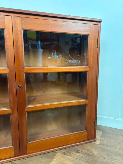 Mid-Century Glazed Teak Bookcase Cabinet
