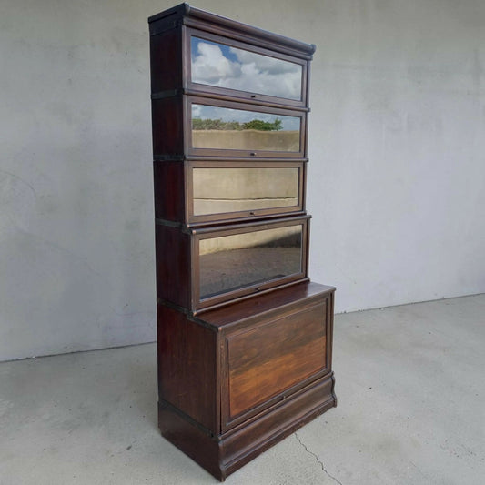 Antique Globe-Wernicke Oak barrister bookcase tall vintage display cabinet