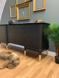 Black & gold vintage sideboard