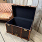 Vintage storage trunk chestnut brown leather