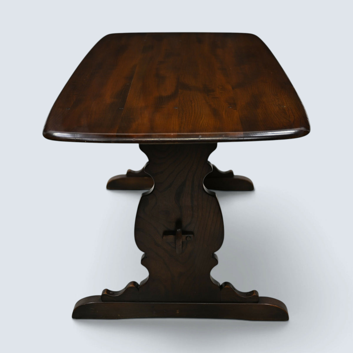 Ercol Plank Top Dining Table Solid Elm #419 Dark Finish Seat 8 FREE UK Delivery