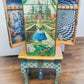 Hand painted and Decoupaged Alice in Wonderland Jewellery Armoire, whimsical vintage jewellery cabinet