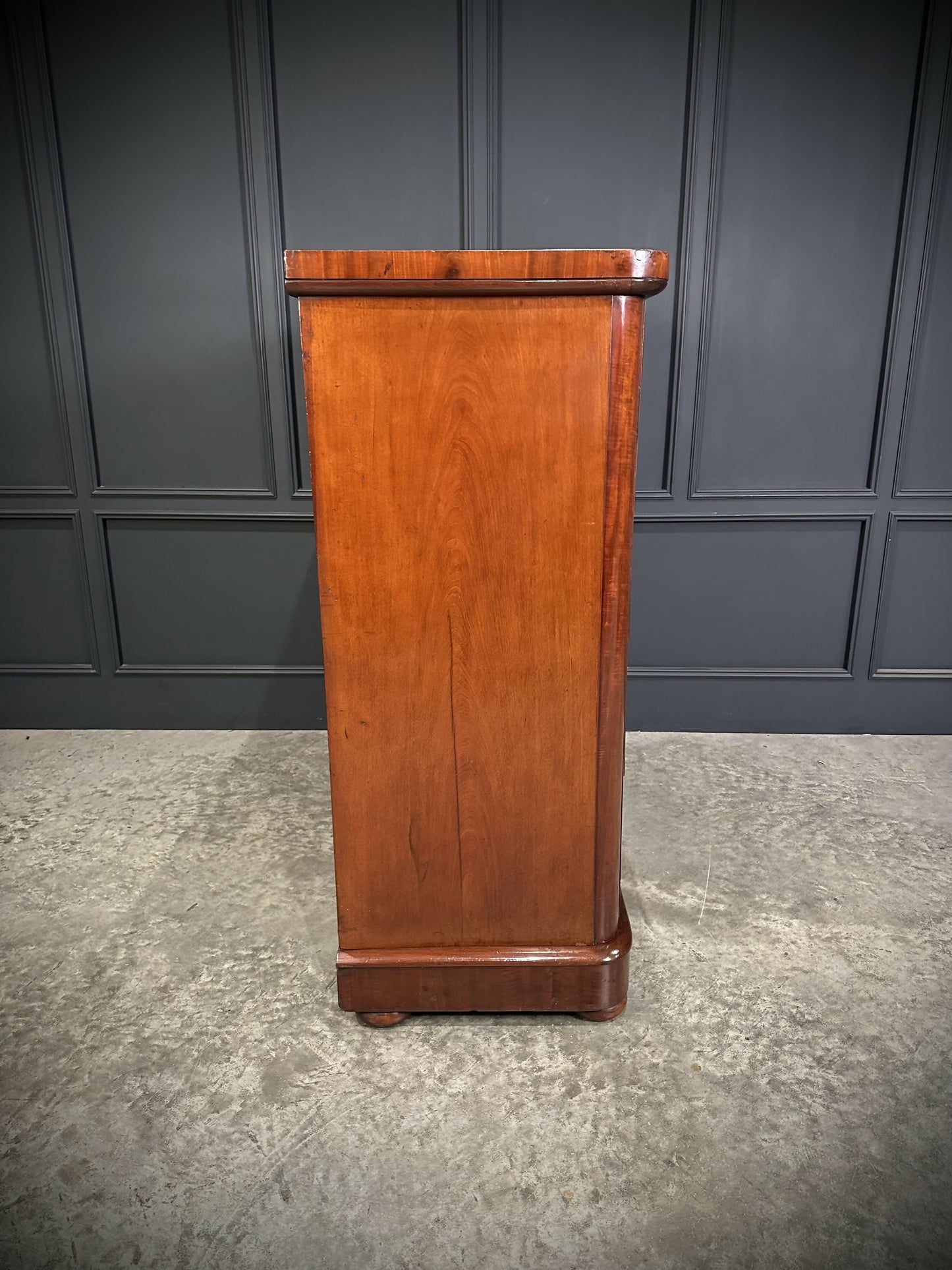 Large Vintage Victorian Tallboy Flame Mahogany Chest Of Drawers