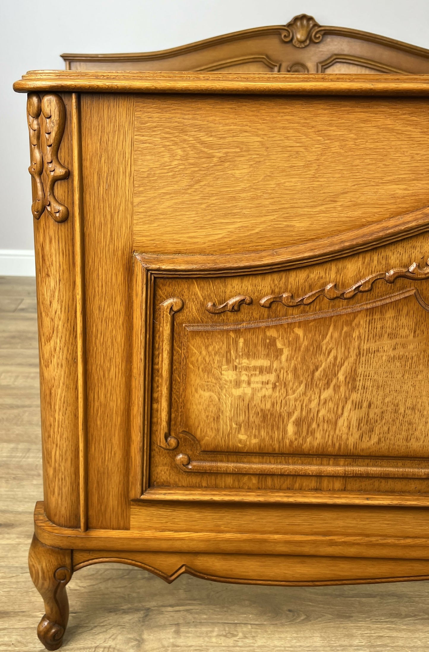 Bed Vintage French Louis XVI Style Double Frame Carved Headboard LOT 6391