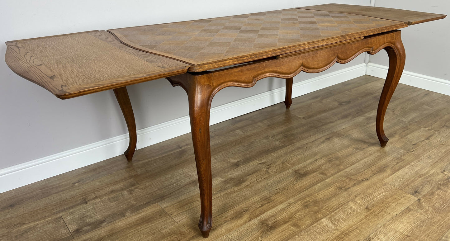 Dining Table Vintage French Style Oak Carved Folding Extendable Table LOT 6355