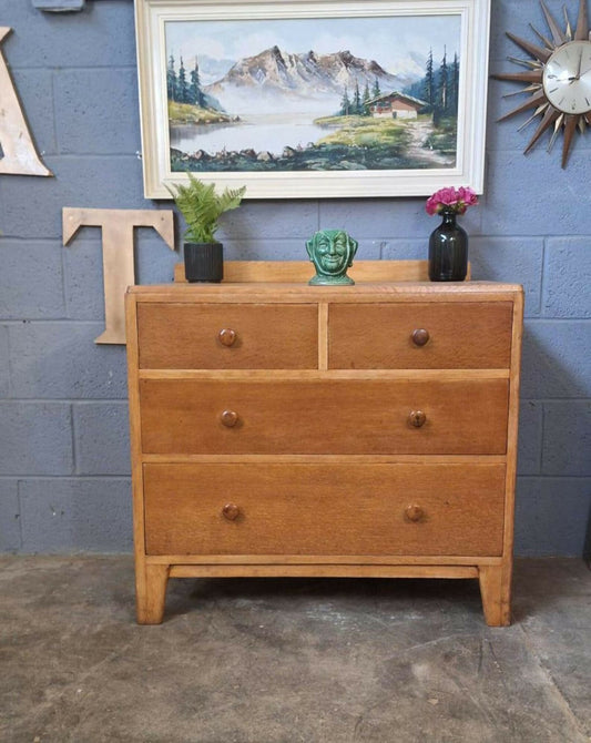 Chest of Drawers ~ oak ~ mid century ~ ex-Ministry of Defence