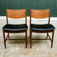 4 x Danish Teak Mid Century Dining Chairs with Black Seats -Glostrup Mobelfabrik