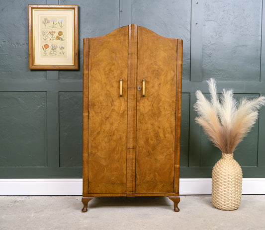 Art Deco Burr Walnut Gentlemans Wardrobe or Childs Wardrobe- SKU 211
