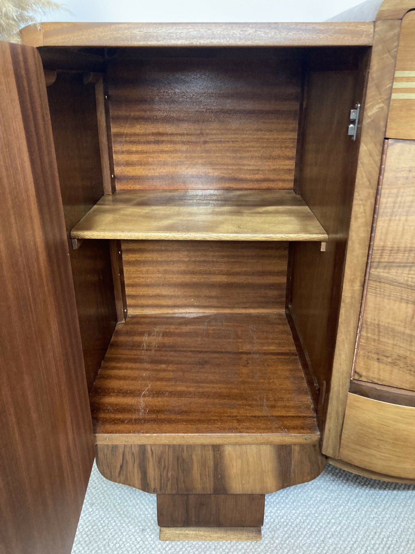 Art Deco Walnut Sideboard Cocktail Cabinet by F.H Marshall