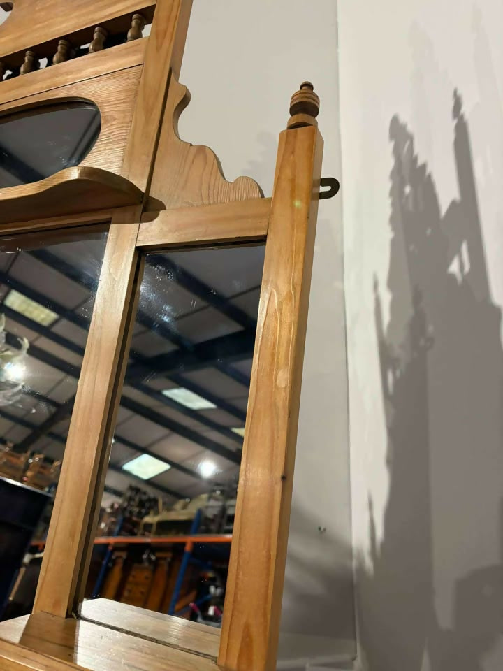 Antique Style Pine Over mantle Mirror