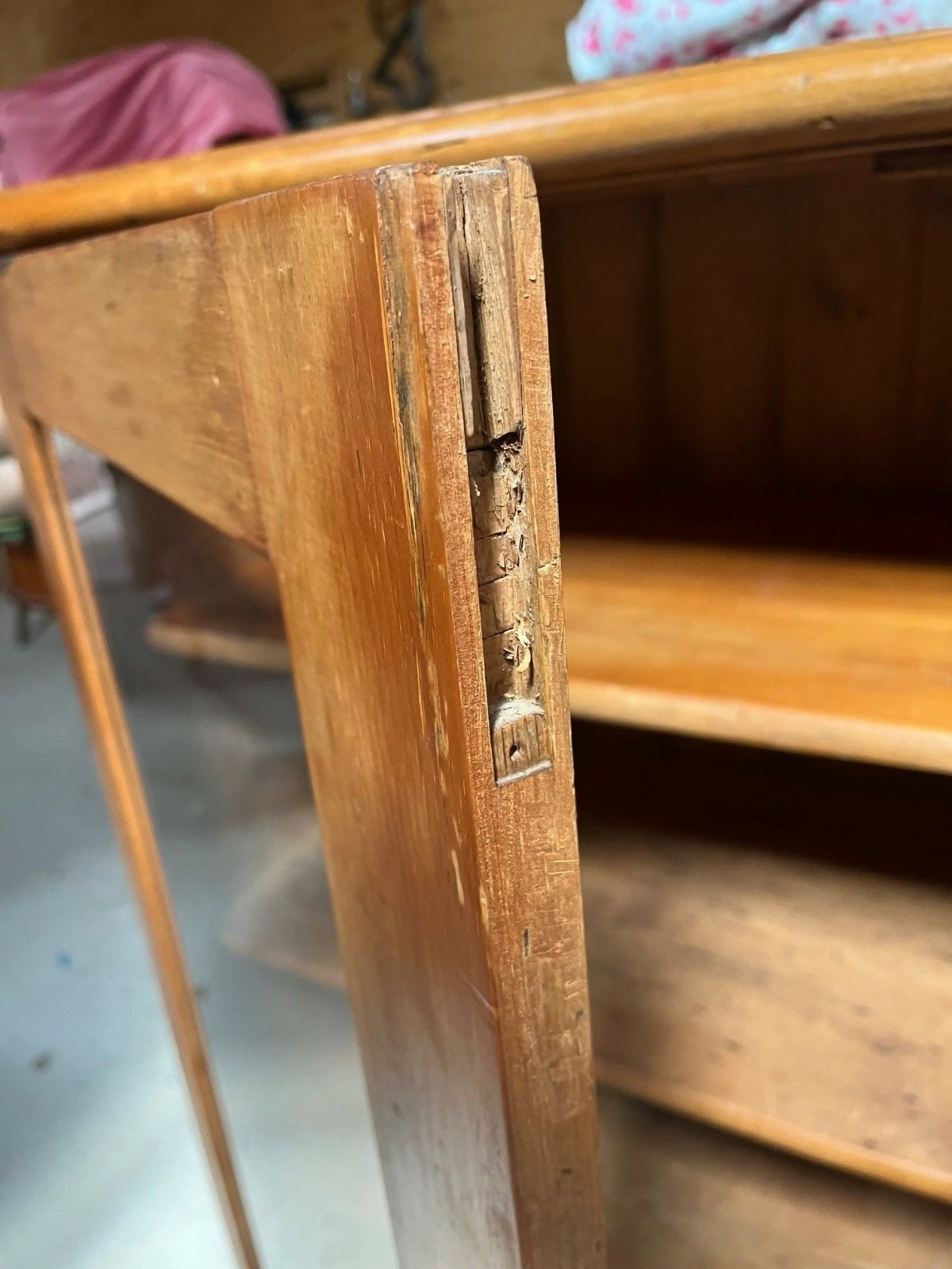 Vintage Glazed Pine Cupboard, Dresser Top, Display Cabinet