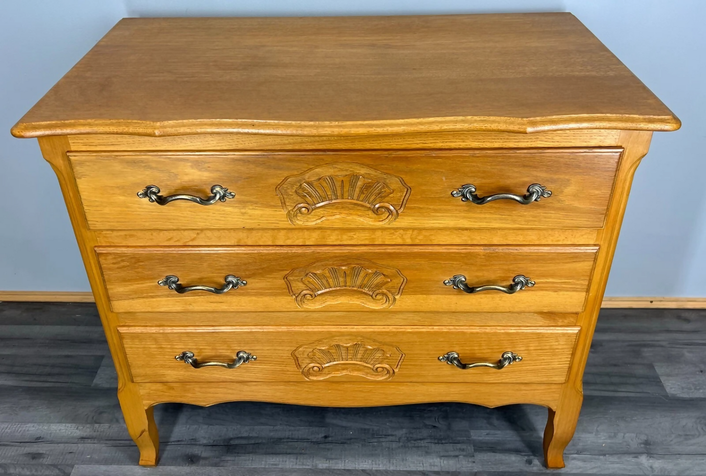 Chest of Drawers Vintage French Louis XVI Oak 3 Drawers Bedroom Cabinet LOT 3727